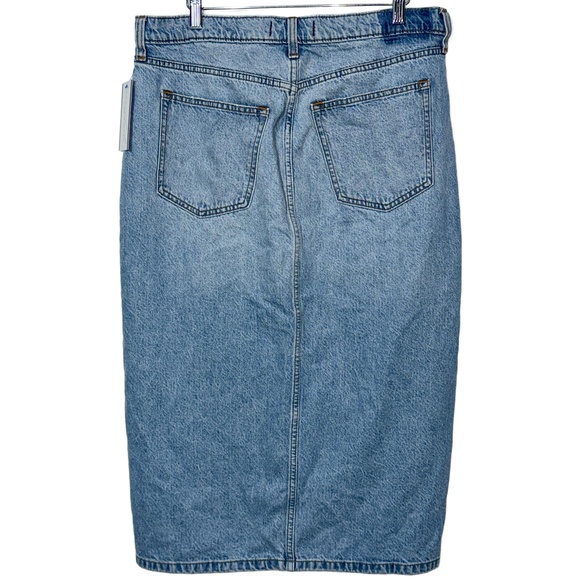 NEW Abercrombie & Fitch High Rise Blue Denim Slit Midi Skirt Womens Size 32 14 - Picture 3 of 8